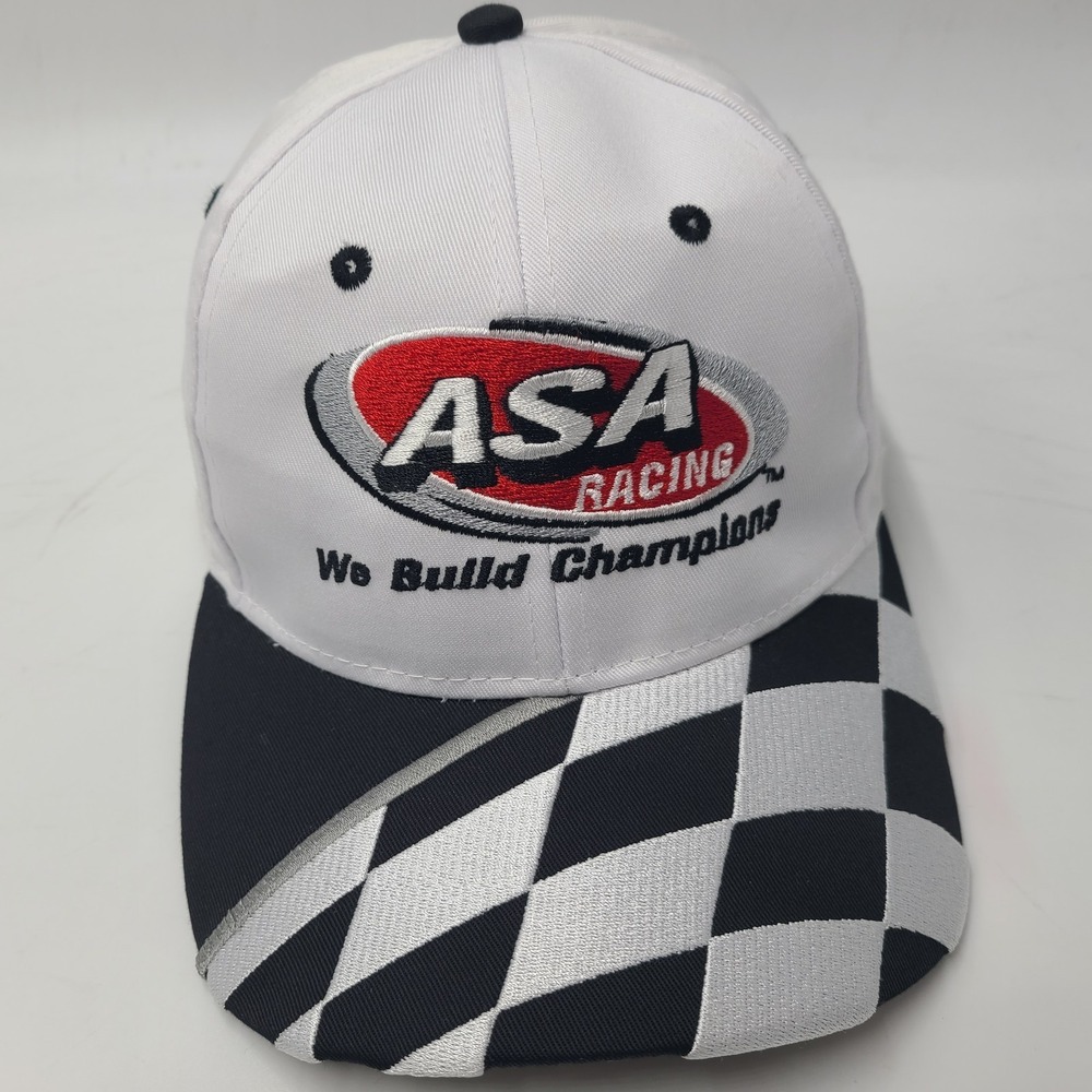 Vintage ASA Racing Hat Snapback White Black American Speed Association Kudzu Men